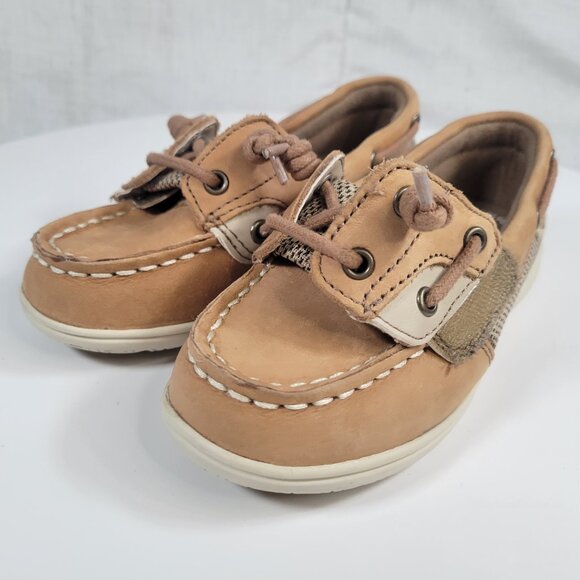Sperry Top Sider Boat Shoes Child 10M Angelfish YG36193A Brown Leather Lace Up - Picture 9 of 12